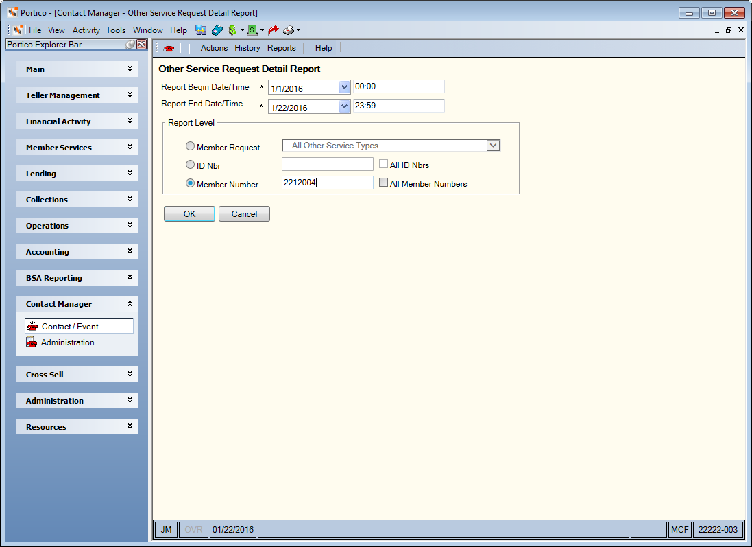 Other Service Request Report