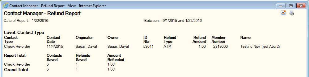 Refund Report