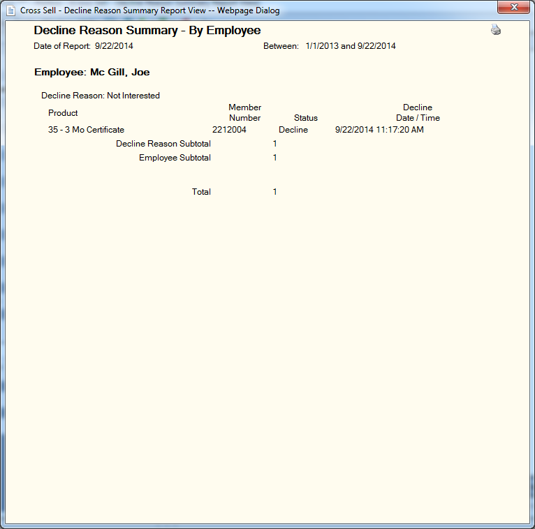 Decline Reason Summary Report Sample Decline Reason Summary Report Sample