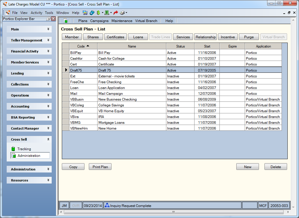 Cross Sell Plan - List