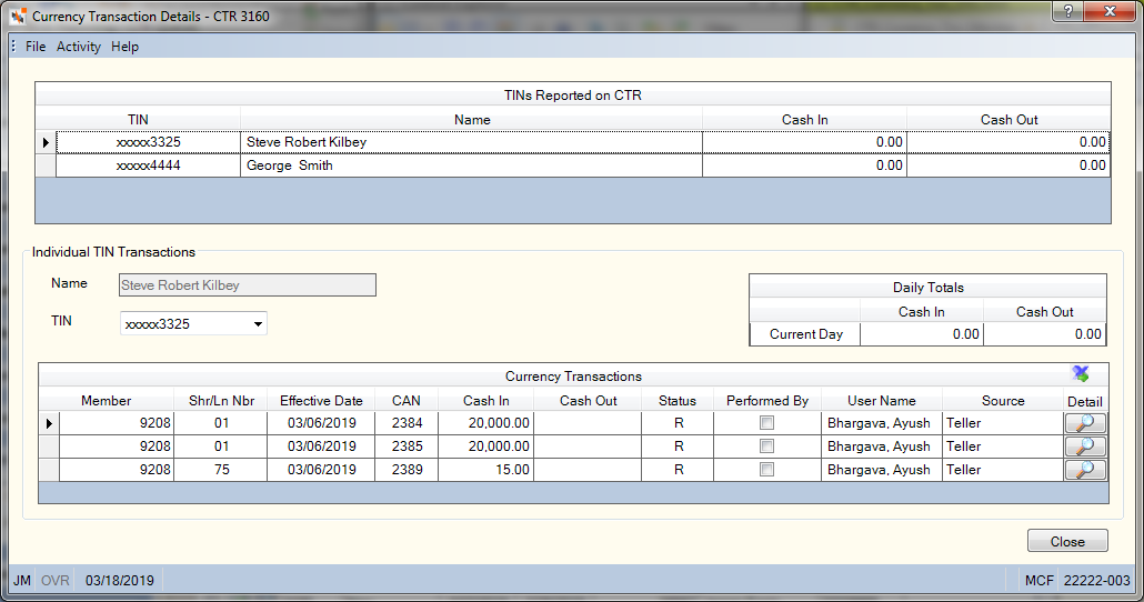 Currency Transaction Details Currency Transaction Details