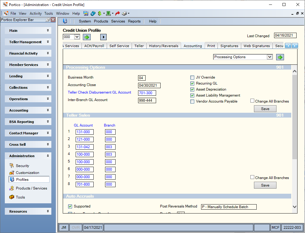 Credit Union Profile - Accounting