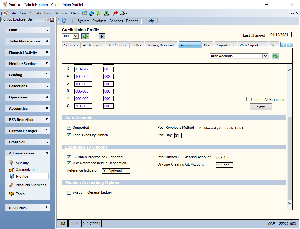 Credit Union Profile - Accounting