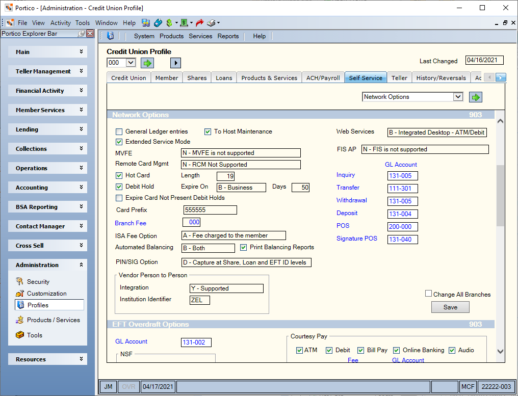 Credit Union Profile - Self Service