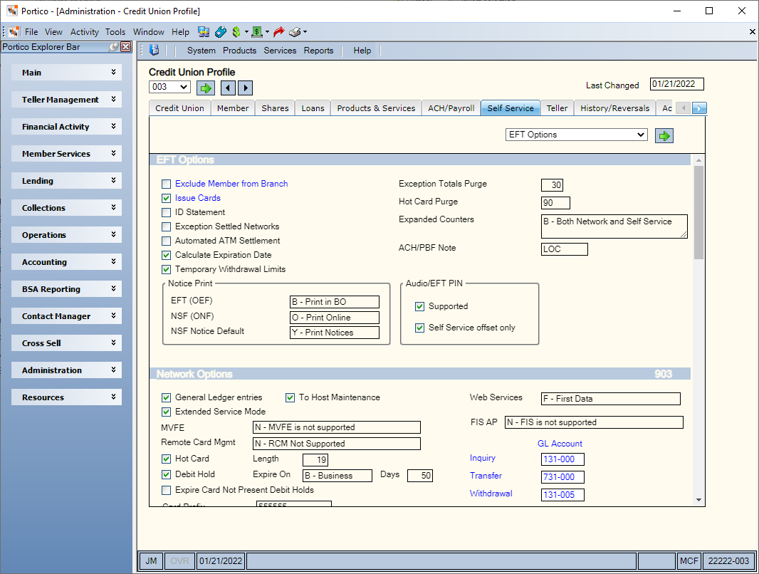 Credit Union Profile - Self Service