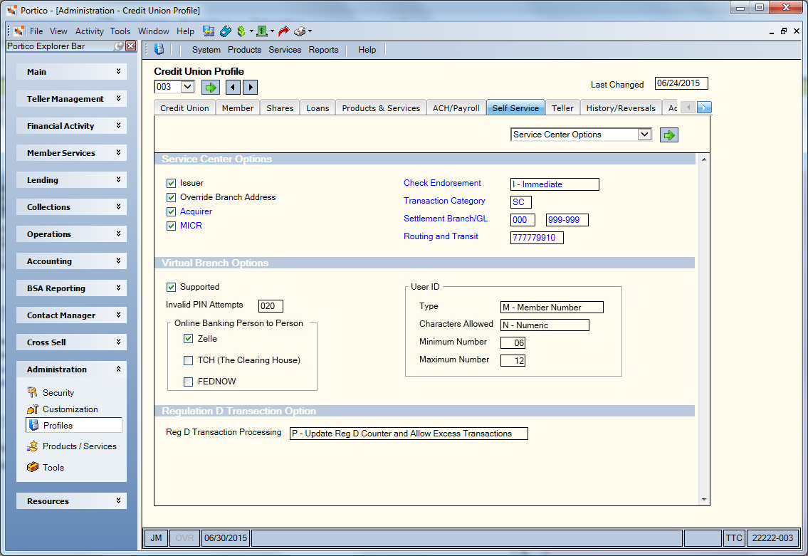 Credit Union Profile - Self Service