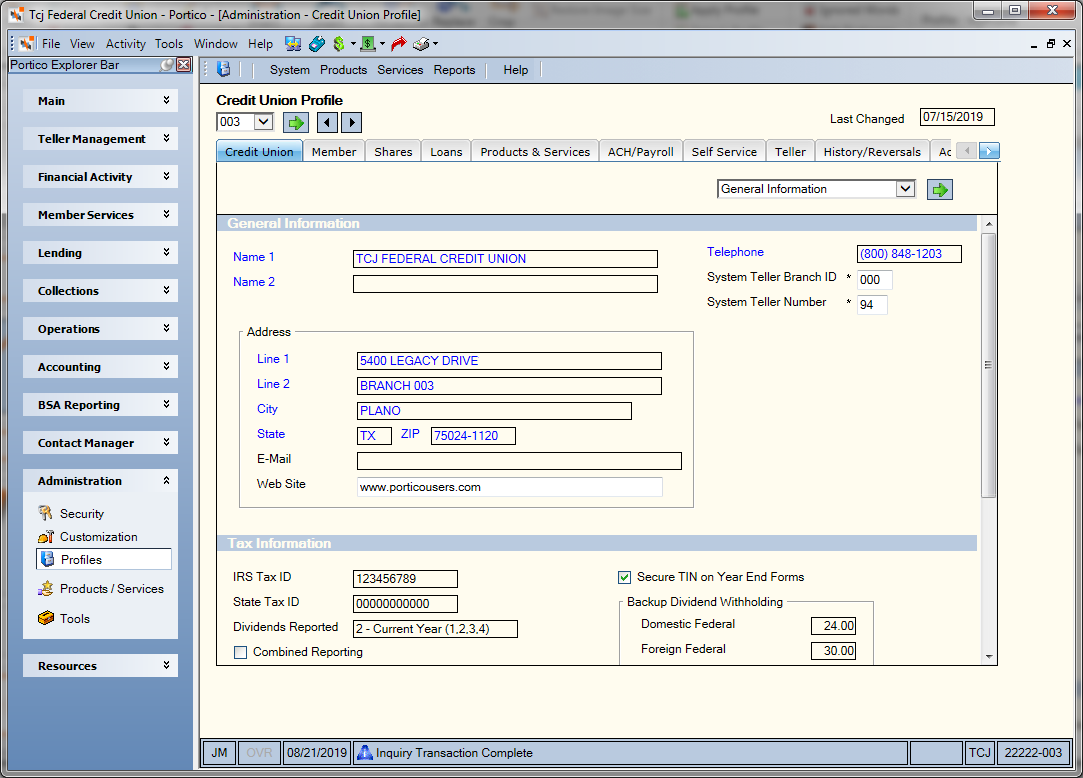 Credit Union Profile