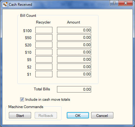 Cash Recycler Cash Received