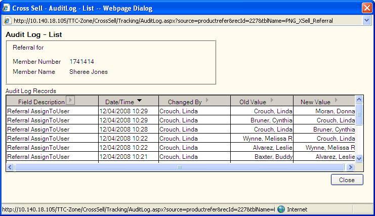Audit Log - List