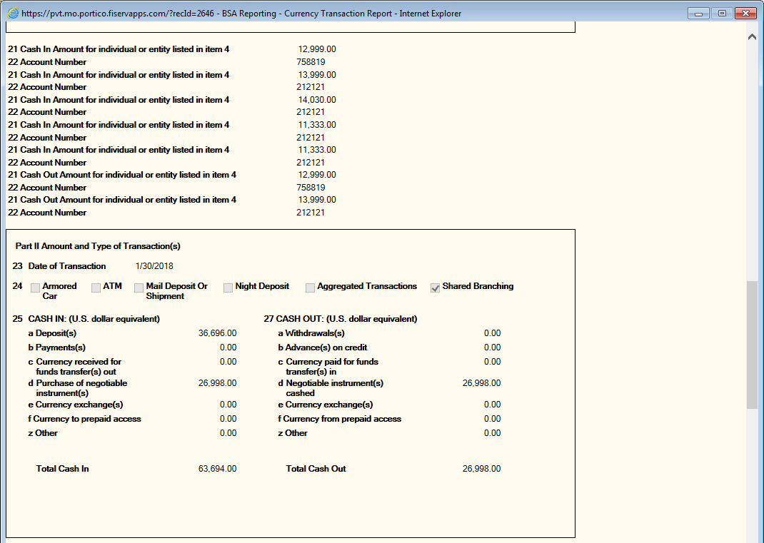 Currency Transaction Report Sample Currency Transaction Report Sample