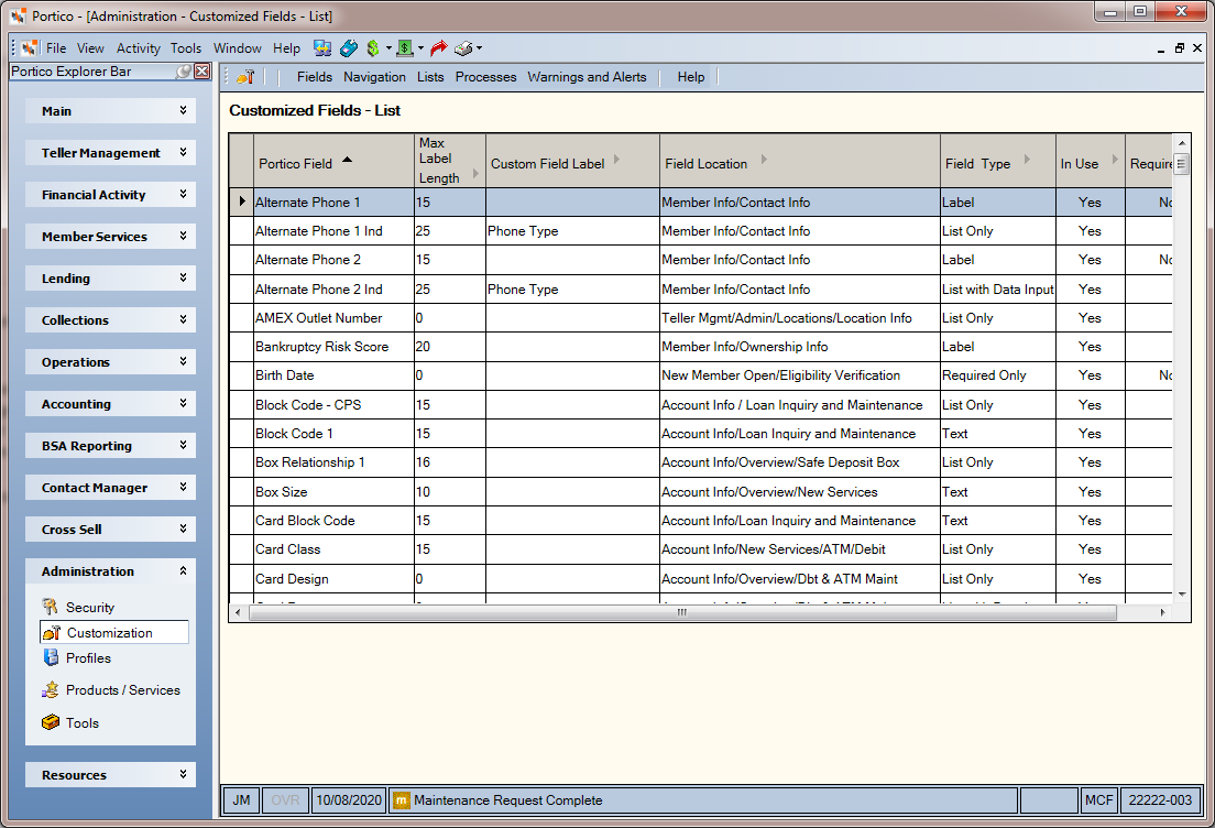 Customized Fields - List