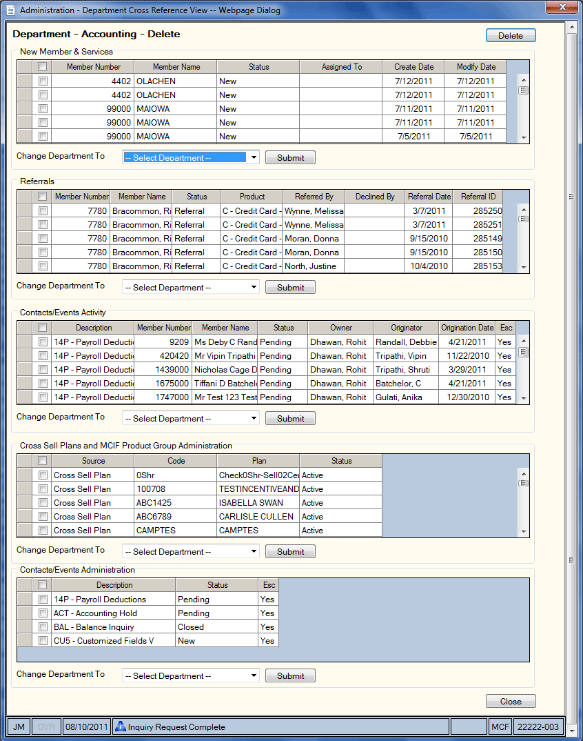 Department - Cross Reference Department - Cross Reference