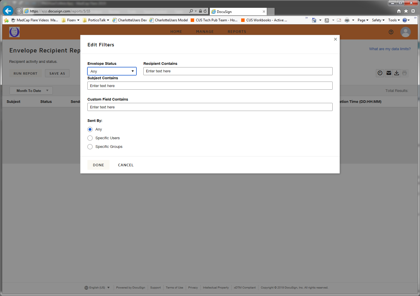 DocuSign Report Filters DocuSign Report Filters