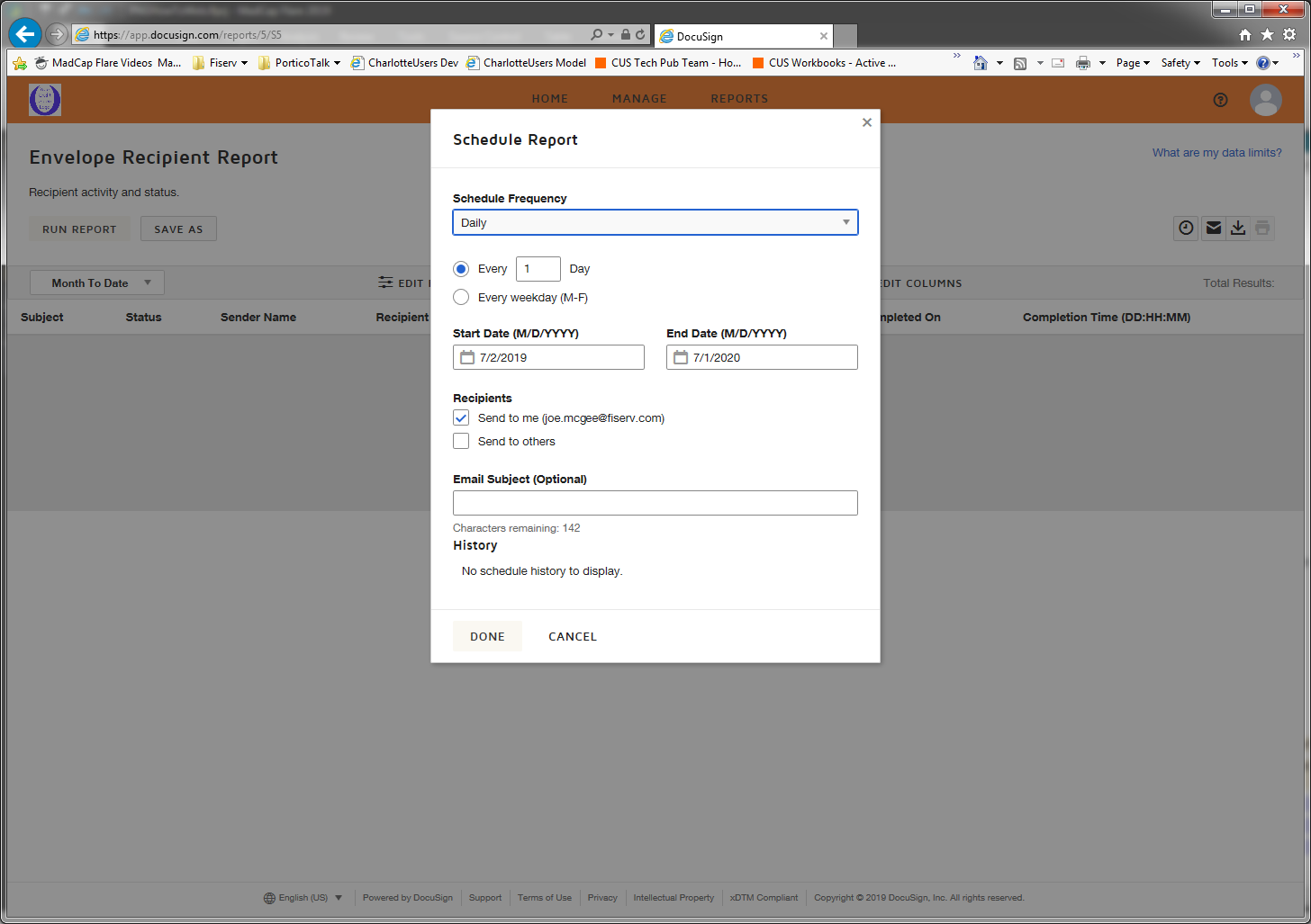 DocuSign Schedule Report