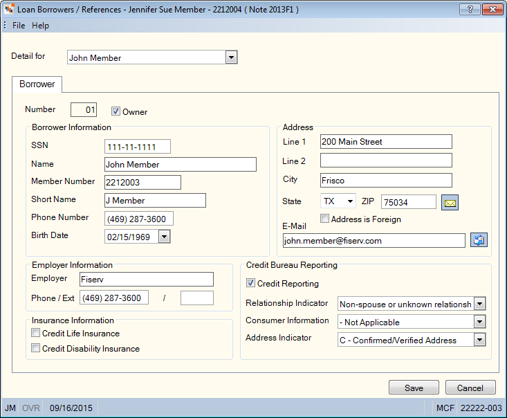 Loan Borrower/Reference