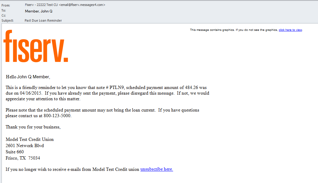 Sample Past Due Loan Email