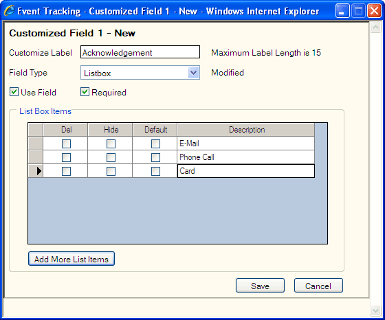 Customized Field Customized Field