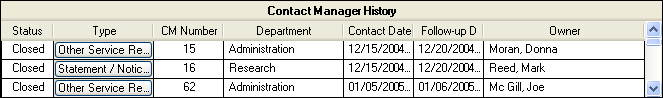 Contact Manager History