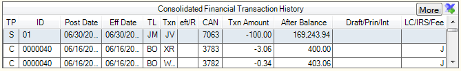 Consolidated Financial Transaction History