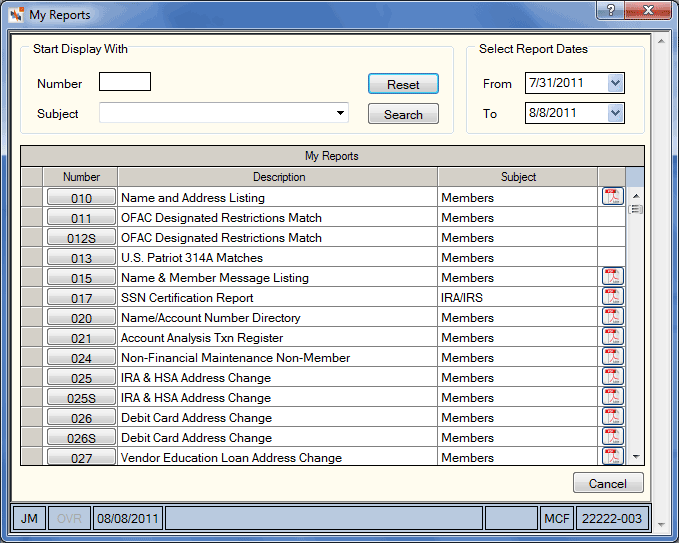 My Reports My Reports