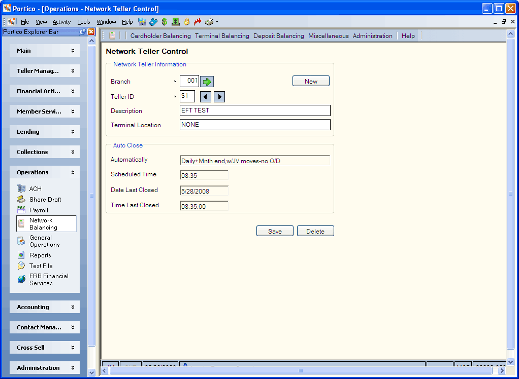 Network Teller Control Network Teller Control