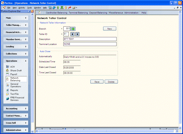 Network Teller Control Network Teller Control