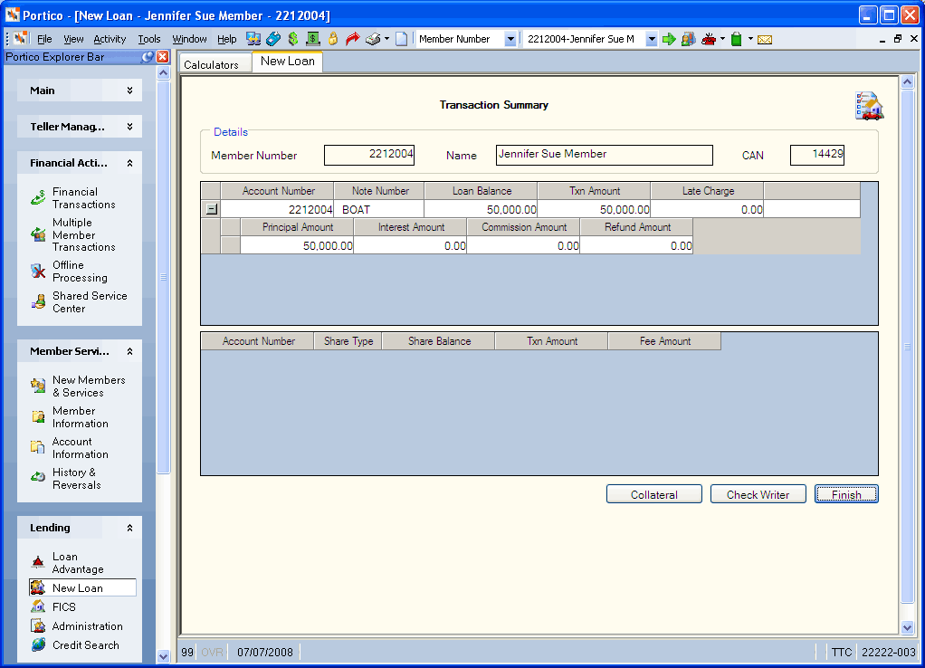 New Loan - Transaction Summary