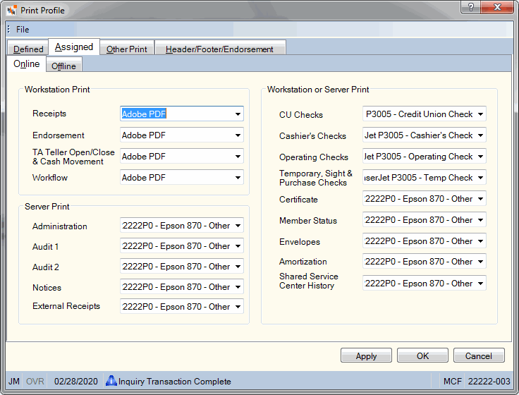 Print Profile - Assigned - Online Print Profile - Assigned - Online