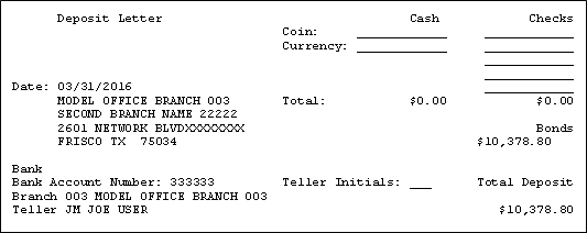 Deposit Letter Deposit Letter
