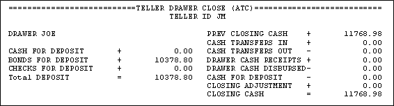 Teller Drawer Close Teller Drawer Close
