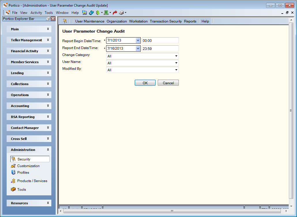 User Parameter Change Audit