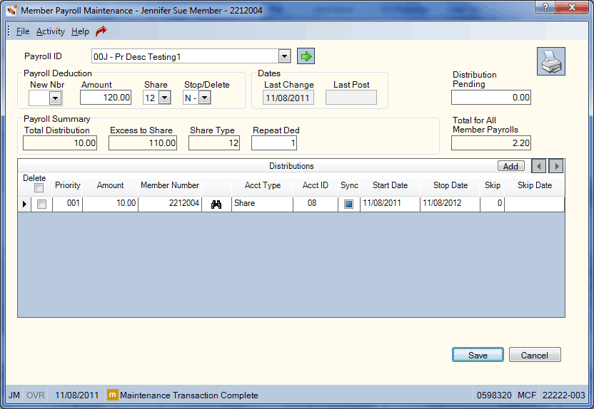Member Payroll Maintenance