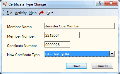 Certificate Type Change Certificate Type Change