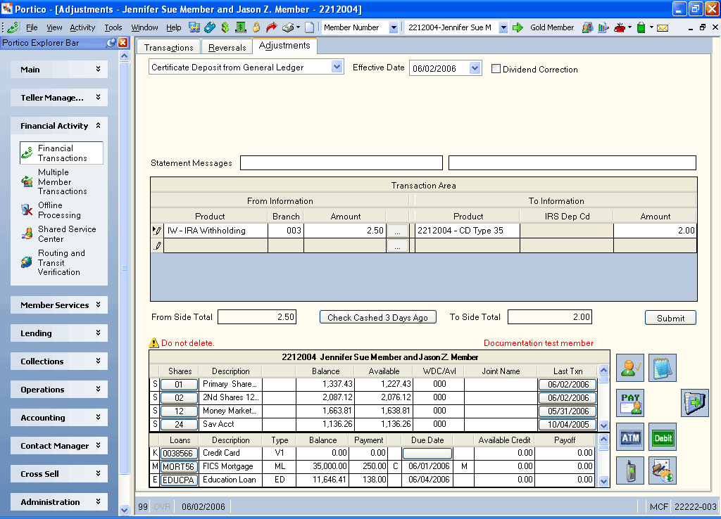 Adjustments - Certificate Deposit from General Ledger Adjustments - Certificate Deposit from General Ledger