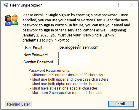 Fiserv Single Sign-In Enrollment