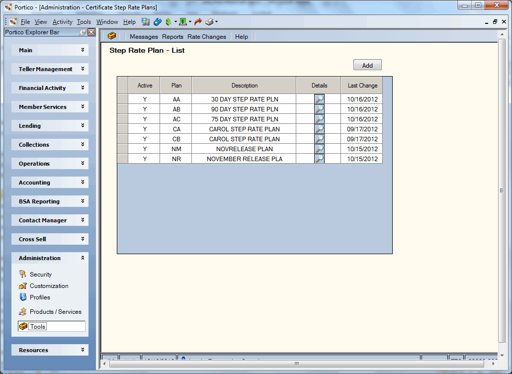 Step Rate Plan - List