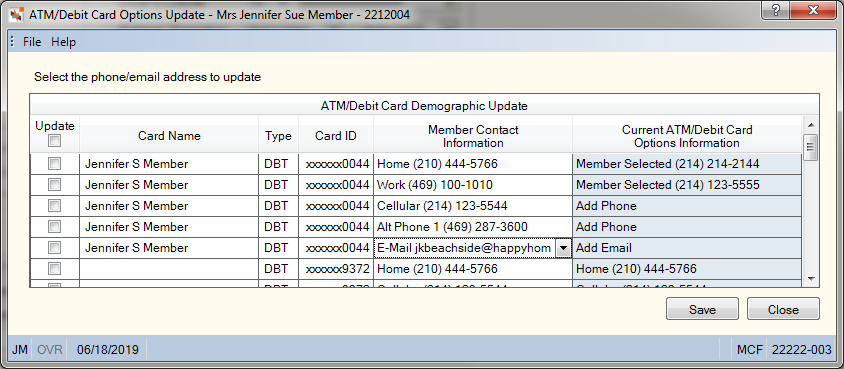ATM/Debit Card Options Update