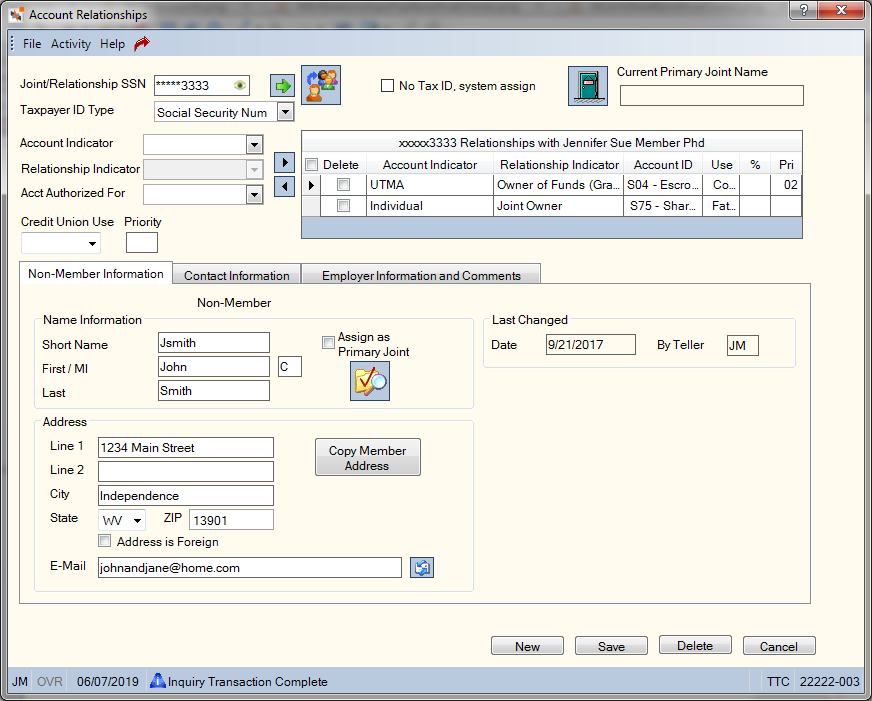Account Relationships - Non-Member Information Account Relationships - Non-Member Information