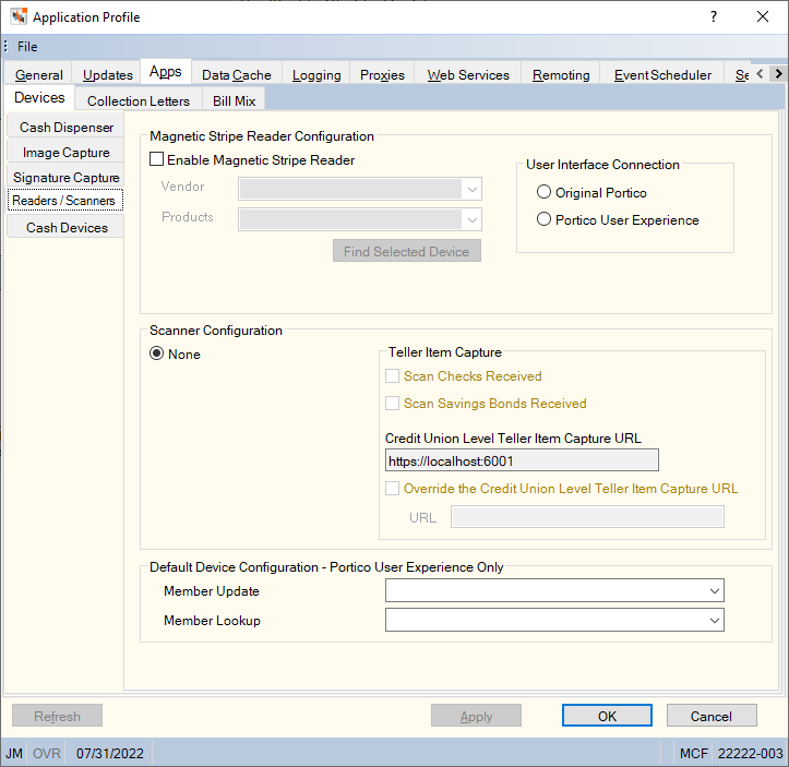 Application Profile - Apps - Devices - Readers/Scanners