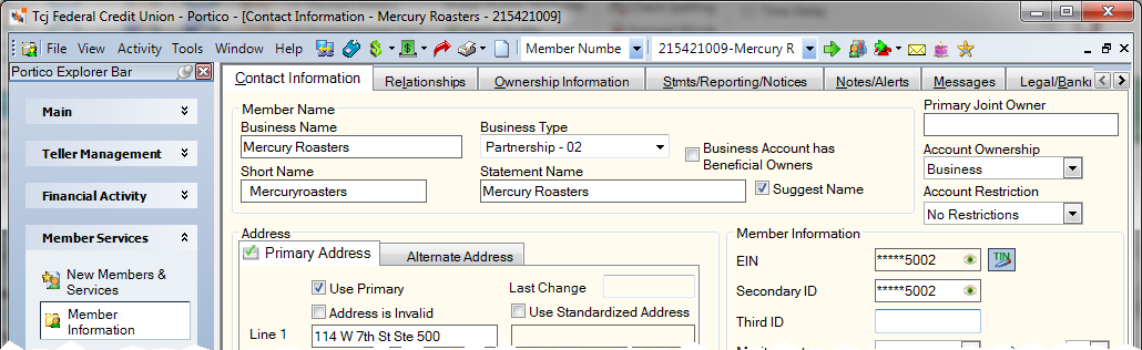 Contact Information - Business