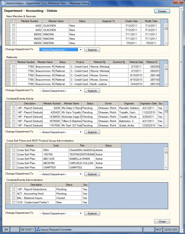 Department - Cross Reference Department - Cross Reference