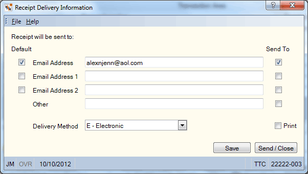 Electronic Receipt Delivery Information Electronic Receipt Delivery Information