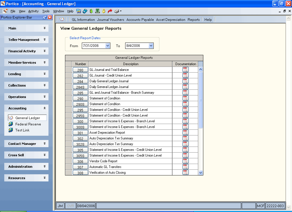 View General Ledger Reports