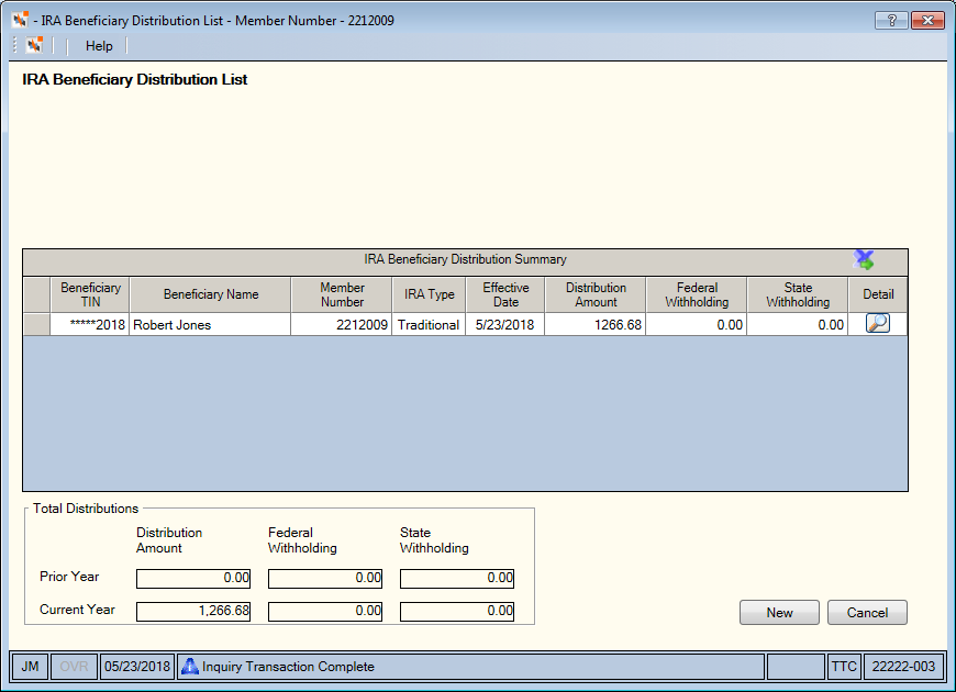 IRA Beneficiary Distribution List IRA Beneficiary Distribution List