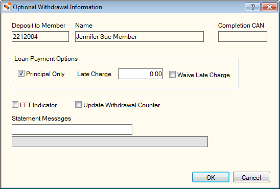 Optional Withdrawal Information Optional Withdrawal Information