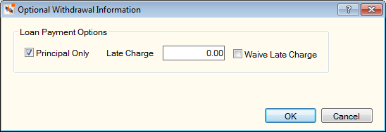 Optional Withdrawal Information Optional Withdrawal Information