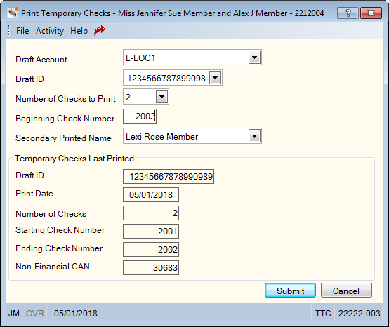 Print Temporary Checks Print Temporary Checks