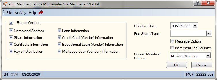 Print Full Member Status