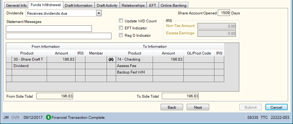 Funds Withdrawal